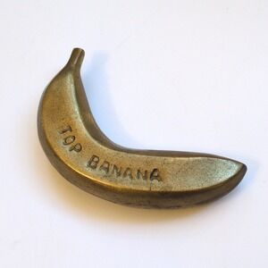 Vintage Brass Top Banana Desk‎ Decor Paperweight - MCM Boss Promotion Manager